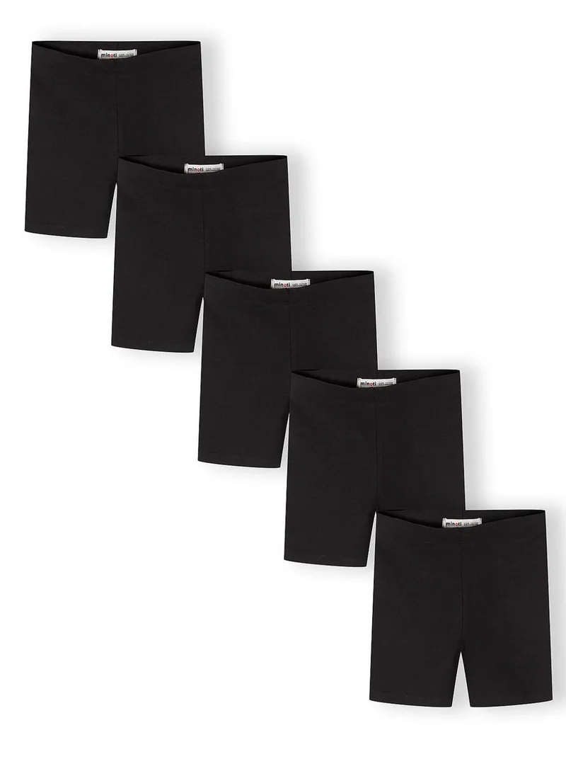 MINOTI Girls 5-pack black cotton elastane cycling shorts 3-15 years